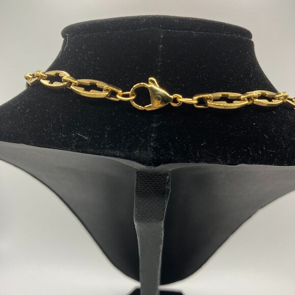 Real 18K Gold Plated over Stainless Steel Oval Link Hollow Cross VARIOUS Lengths - Picture 4 of 5